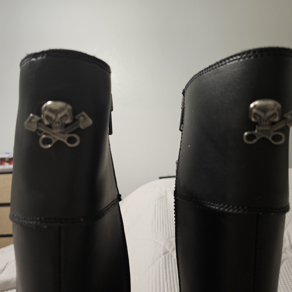 Xelement Sleek Black Leather  Motorcycle Combat Boots - Picture 4 of 6